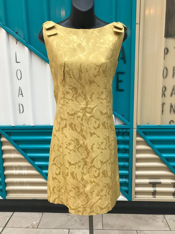 1960s Gold Brocade Sheath Dress