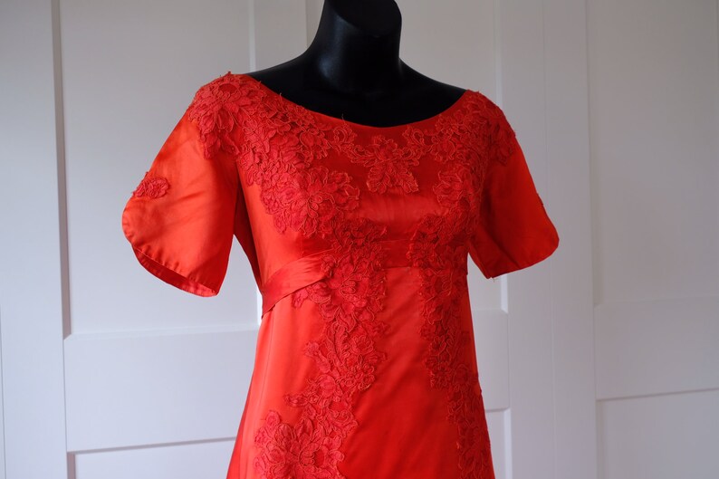 1960s Does Regency Era Red Satin Gown Size S - Etsy