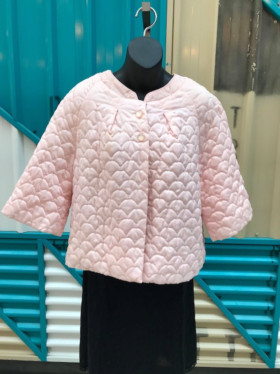 50s "Barbizon Dainty Puff" Baby Pink Quilted Bed J