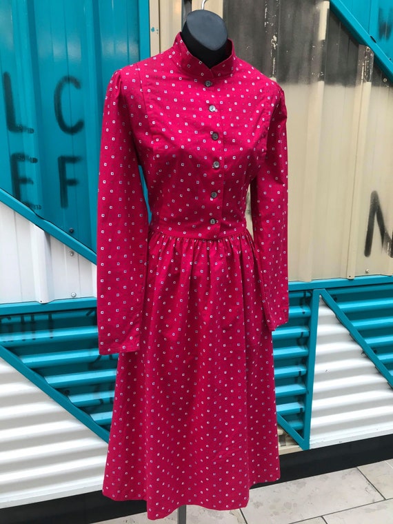 70s 80s "Laura Ashley" Fuschia Pink Cotton Day Dre