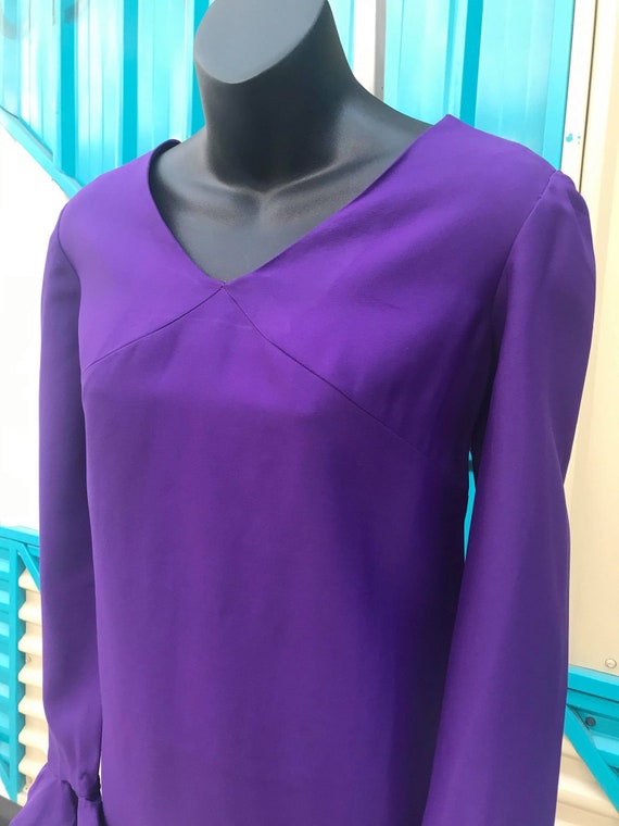 1960s Long Sleeve Mod Mini Dress - Purple - Size M - image 3