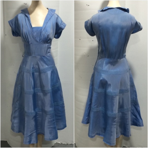 1940s Sky Blue Evening Dress