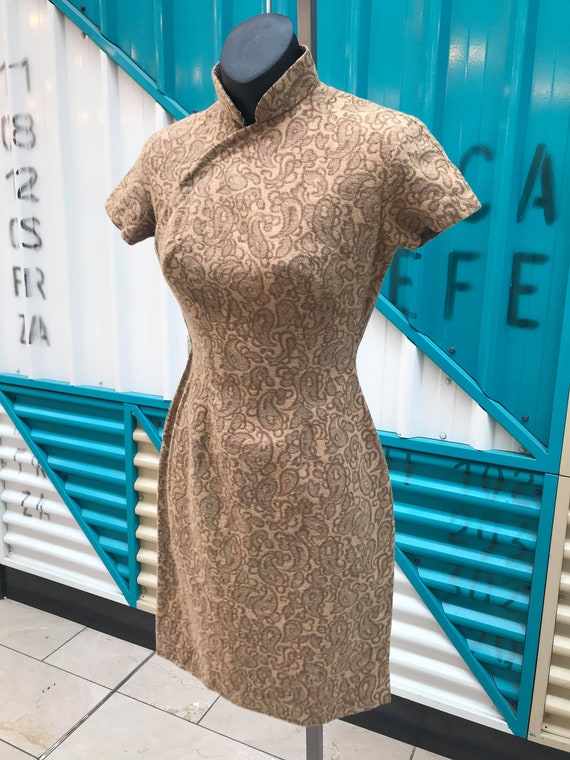 1960s Paisley Print Wool Cheongsam