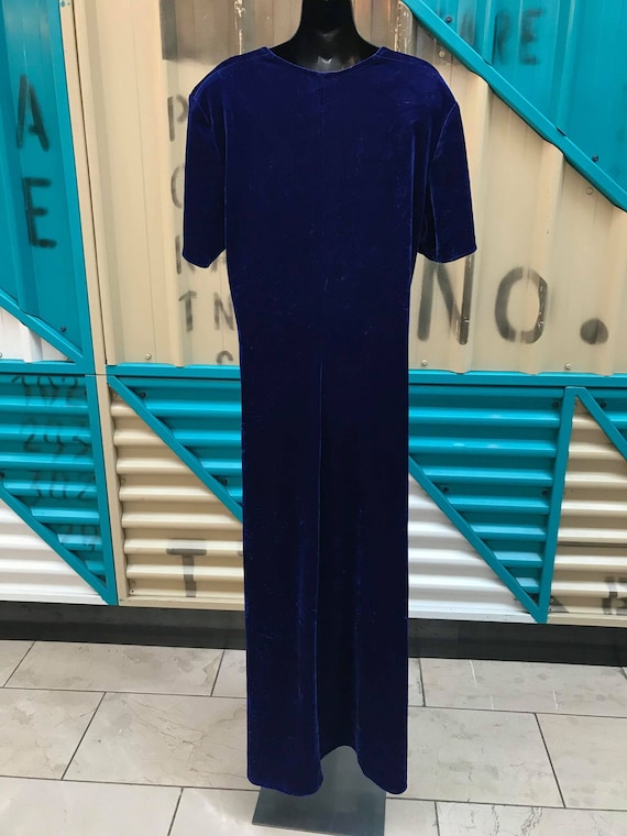 1990s  Blue Velvet S/S Maxi Dress Size XL - XXL - image 5