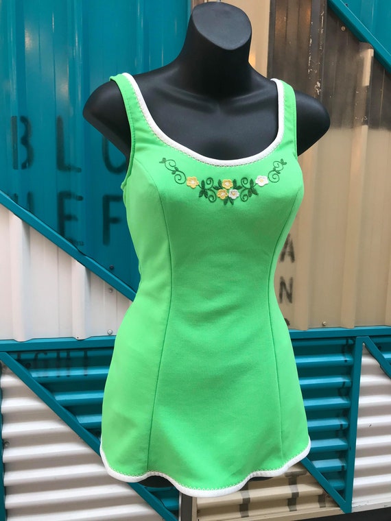 1960s "Catalina" Neon Green Swimsuit