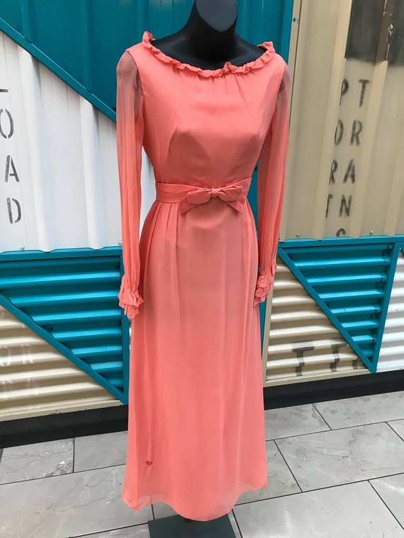60er Jahre Koralle Chiffon Kleid 27 Taille - Etsy Schweiz