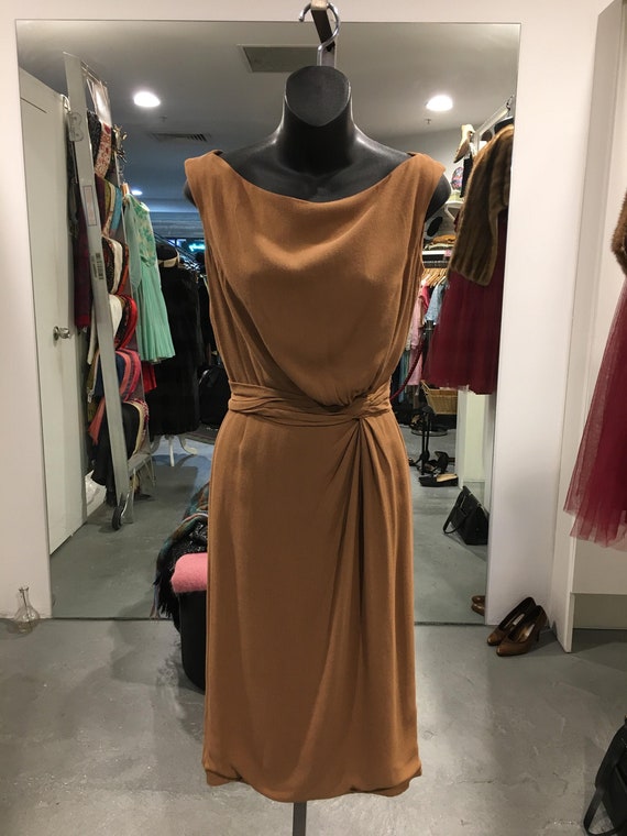 Stunning RARE 1940s CEIL CHAPMAN Wool Crepe Dress
