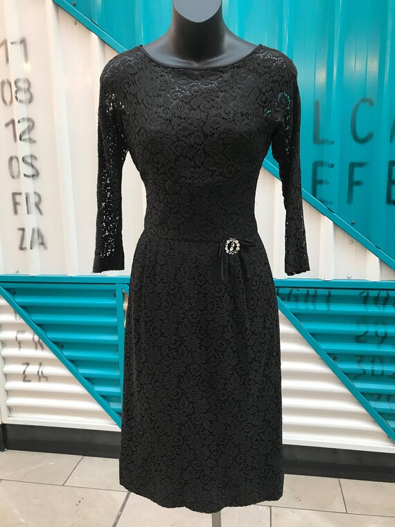 black lace midi cocktail dress Simkhai Guipure Lace Belted Midi Dress main image 0