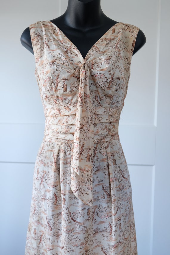 Incredible 1950s Japan Print Rayon Wiggle Dress -… - image 4