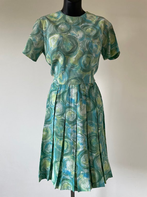 1960s 'lady Carol of New York' Watercolour Print Short-sleeved Rayon Dress  - 28" Waist - Etsy