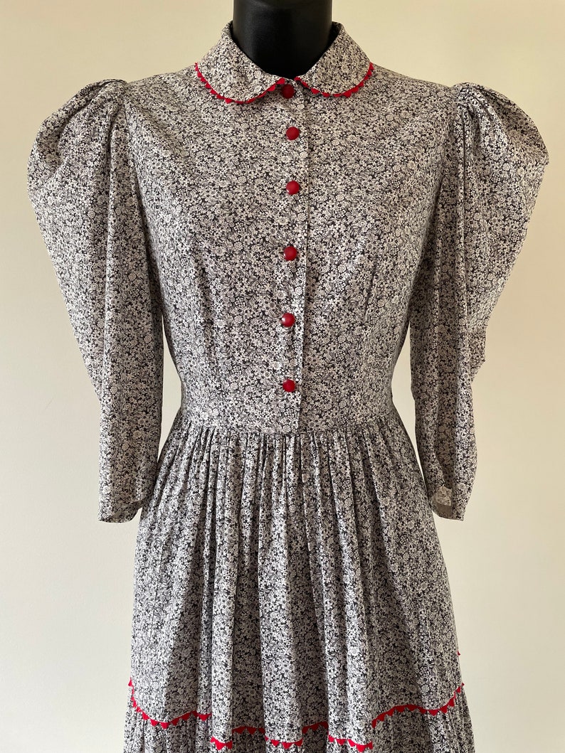 Antique 1930s Small Print Cotton Prairie Dress Sz S image 4