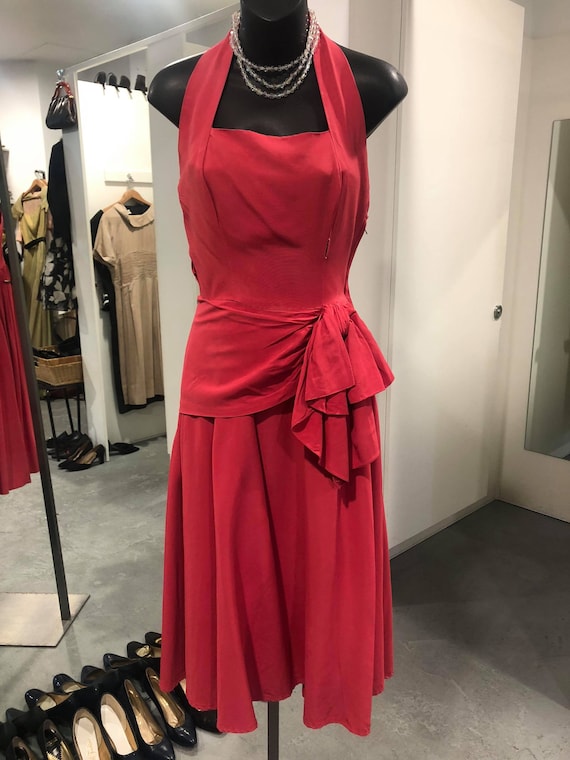 RARE 1940s silk halter dress OOAK antique dress or