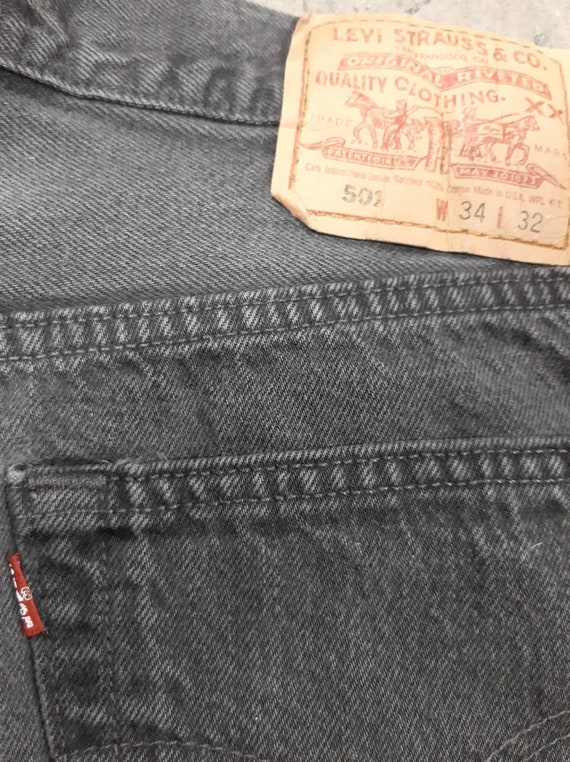 Vintage Levi's 501 Black Denim Shorts Made in U.S… - image 3