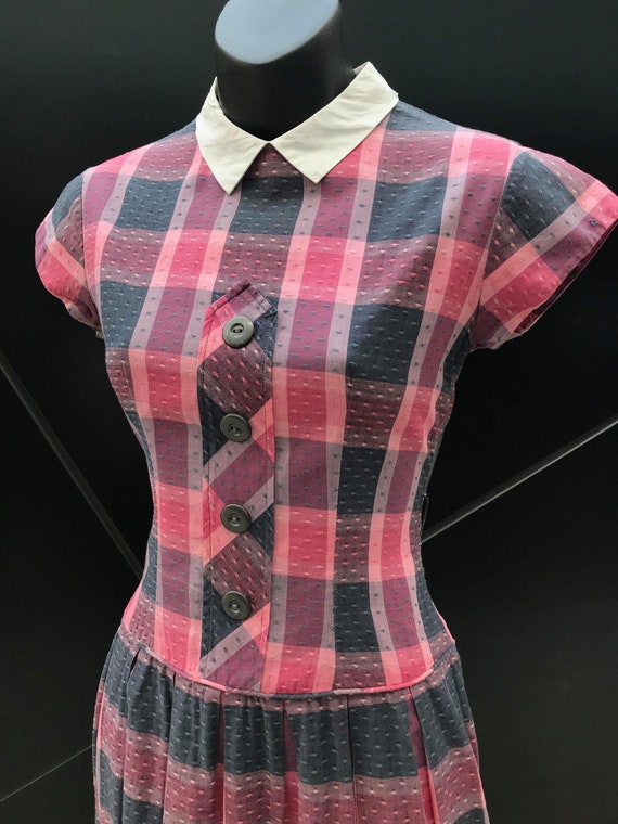 1940s Pink/Grey Gingham Dress- "An Original SemiT