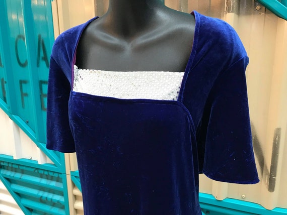 1990s  Blue Velvet S/S Maxi Dress Size XL - XXL - image 2