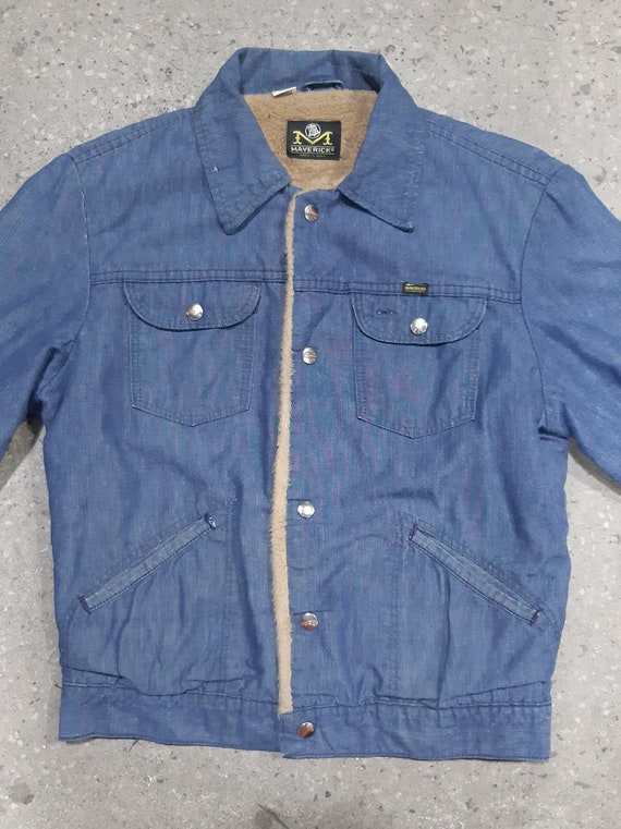 Rare 1960s Maverick Blue Bell Sherpa Denim Jacket… - image 3