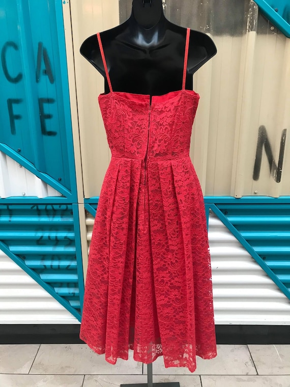 1950s Smokin' Hot Red Lace & Taffeta Party Dress - W: 26"
