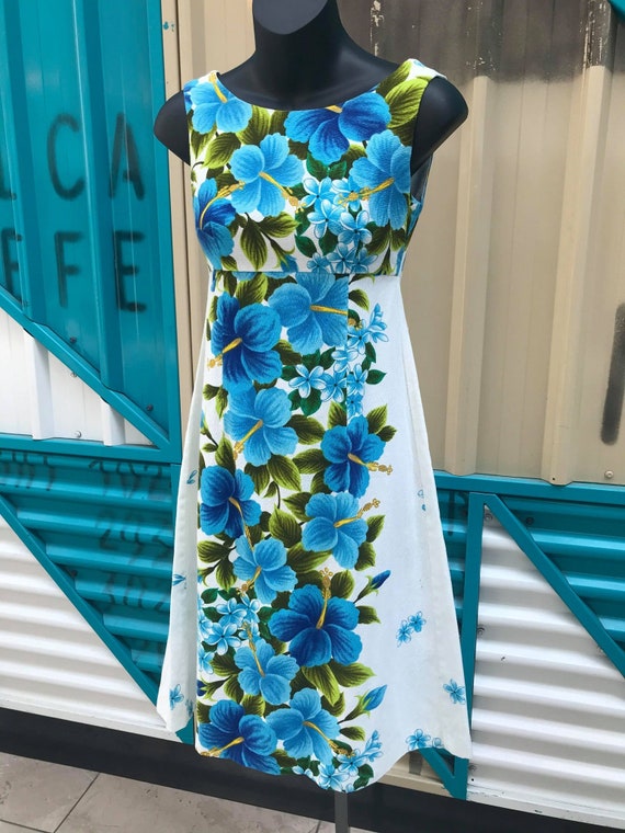 1960s "Ui-Maikai" Hawaiian Cotton Barkcloth Dress