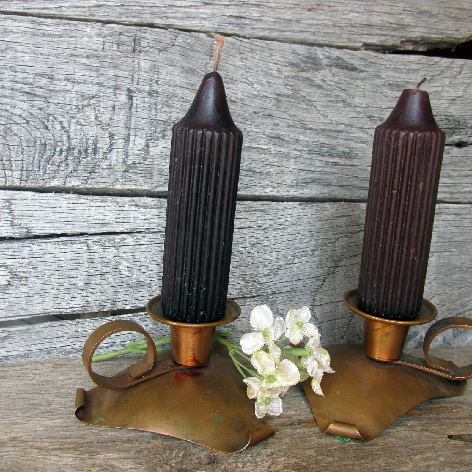 Antique Copper Candlesticks Drumgold Candleholders Vintage Etsy