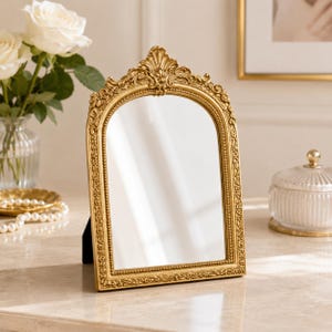 large gold dresser mirror SBC Decor Mayfair Large 36" x 48" Wall-Mounted Full Length Wood Frame  Dresser Wall Mirror In Champagne Gold Finish