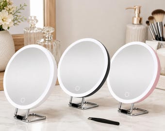 10X 20X 30X LED Magnifying Makeup Mirror, 360 Rotating Desktop Vanity Mirror with Tweezers, Wall Hanging Beauty Mirror for Bathroom Vanity