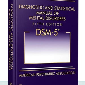 May include: A deep purple hardcover book titled Diagnostic and Statistical Manual of Mental Disorders Fifth Edition DSM-5 by the American Psychiatric Association. The cover features gold text, white horizontal lines, and the CBS Publishers logo.