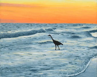 Pássaro na praia de Fort Walton (impressão)