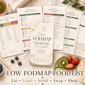 Low FODMAP Food List Printable, IBS Food Chart, Eat Limit Avoid Guide, Low FODMAP Grocery List, Food Swaps pdf