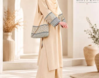 Cotton Linen Coord Set, Oversized Tunic, Wide Leg Pants, Modest Casual Wear