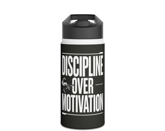 Disciplin framför motivation Vattenflaska i rostfritt stål | Motiverande gymflaska