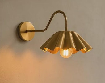 Messing wandkandelaar uit het midden van de eeuw – Handgemaakte verlichting in Italiaanse stijl | Moderne minimale wandlamp