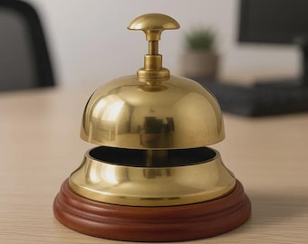 Vintage Messing Service Glocke - Antike Hotelschalter Schreibtischglocke
