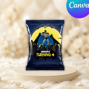 Bat Hero Chip Bag Printable Birthday Party Favor | Editable Canva | Instant Download | Bat Hero Party Favor | Superhero Chip Bag Wrapper