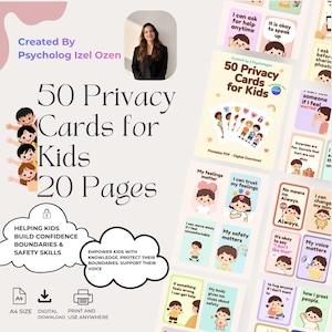 50 Kids Privacy Cards | Body Safety, Consent & Boundaries Activities | Child Safety Printable PDF | Psychologist| Digital Download |20 Pages
