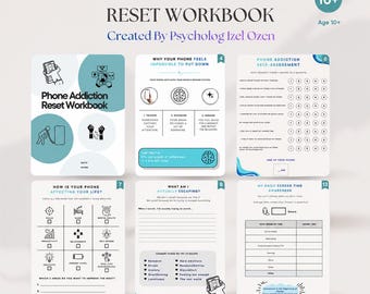 Phone Addiction Reset Workbook | Digital Detox Planner | Screen Time Tracker | Printable PDF | CBT & ACT Worksheets | Teen and Adult