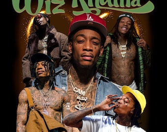 Wiz Khalifa Png, listo para imprimir, diseño imprimible, artista de hip-hop, años 90, rapero, diseño de camiseta de rap, 300 dpi