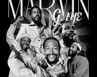 Marvin Gaye, cantante de pop y soul (imagen PNG). Descarga instantánea y lista para imprimir.