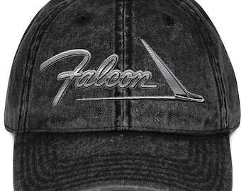 60er Jahre Ford Falke Emblem Script Hut Vintage Kappe aus Baumwolltwill