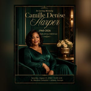 Hunter Green Gold Funeral Program Template, Editable Canva Memorial Booklet (Digital Download)