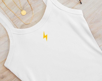 Camiseta sin mangas de microcanalé para mujer, con un bonito diseño de rayo.