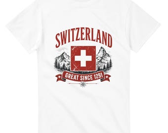 スイスは1291年以来素晴らしい国ですTシャツ | スイスの誇りTシャツ | 厚手のユニセックスコットンTシャツ | スイスのギフト | レトロなスイスTシャツ