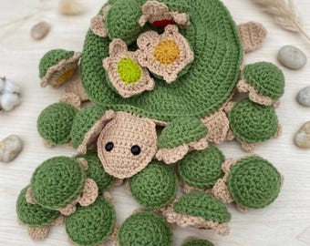 Geheugenspelpatroon gehaakte schildpad, montessori-amigurumispeelgoed, mamaschildpadmand (pdf-download)