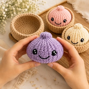 Crochet Dumpling Pattern | Steamer Basket Amigurumi PDF (Beginner Friendly)