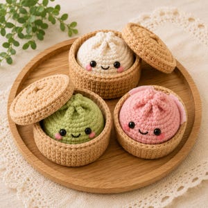 Crochet Dumpling Pattern | Steamer Basket Amigurumi PDF (Beginner Friendly)