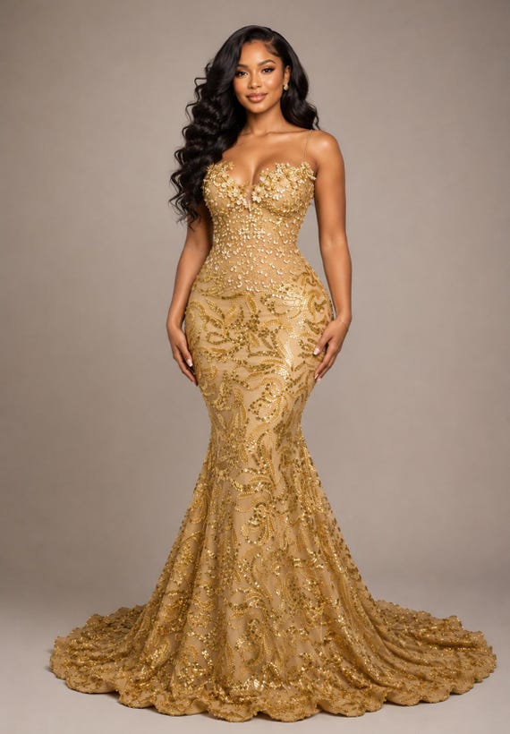 glamorous gold sequin dress Luxury special occasions for proms, weddings guest ,galas and birthdays outofoffice