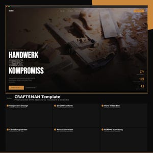 HTML Website Template Handwerker – Professionelles One-Page Design – Responsive, DSGVO-konform – Deutsch