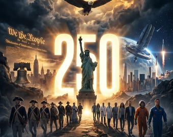 Stampa per il 250° anniversario dell'America, 1776-2026, arte murale patriottica, aquila calva, Statua della Libertà, download digitale del 250° anniversario.