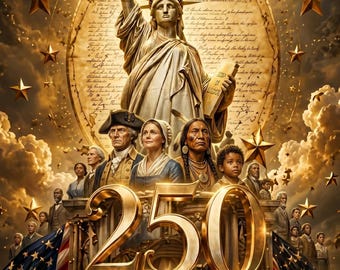 Stampa per il 250° anniversario dell'America, 1776-2026, arte murale patriottica, Statua della Libertà, download digitale del 250° anniversario.