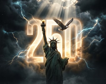 Stampa per il 250° anniversario dell'America, 1776-2026, arte murale patriottica, aquila, Statua della Libertà, download digitale del 250° anniversario