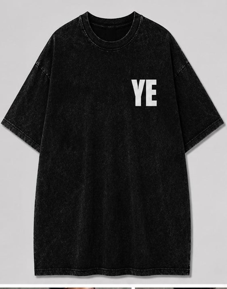 Minimalistyczna koszulka oversize YE | Koszula w stylu streetwear Acid Wash | Minimalistyczna koszulka z grafiką zdjęcie 2